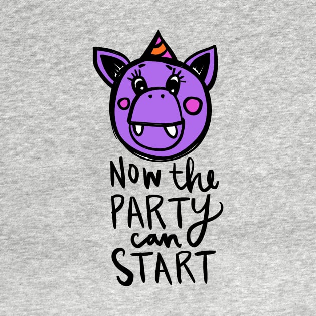 Now The Party Can Start Monster: Weird Funny Hippo Or Manatee by Tessa McSorley